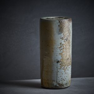 Tall cylinder vase with bulrush motif